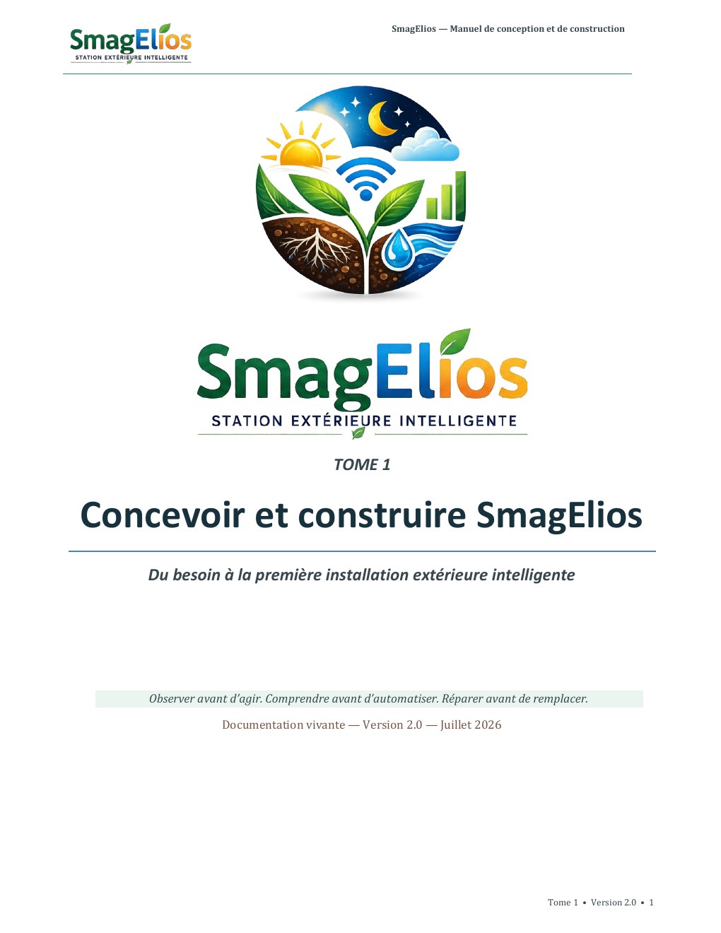 Couverture du Tome 1 — Concevoir et construire SmagElios